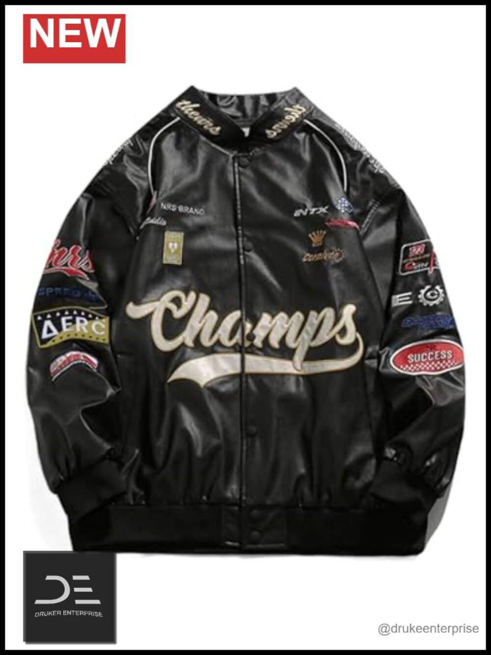 Faux Leather Oversized Motorcycle Racing Jacket Biker Racer Streetwear